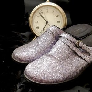 Silver Sparkle Glitter Mules